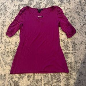 White House black market purple rouche sleeve y2k blouse